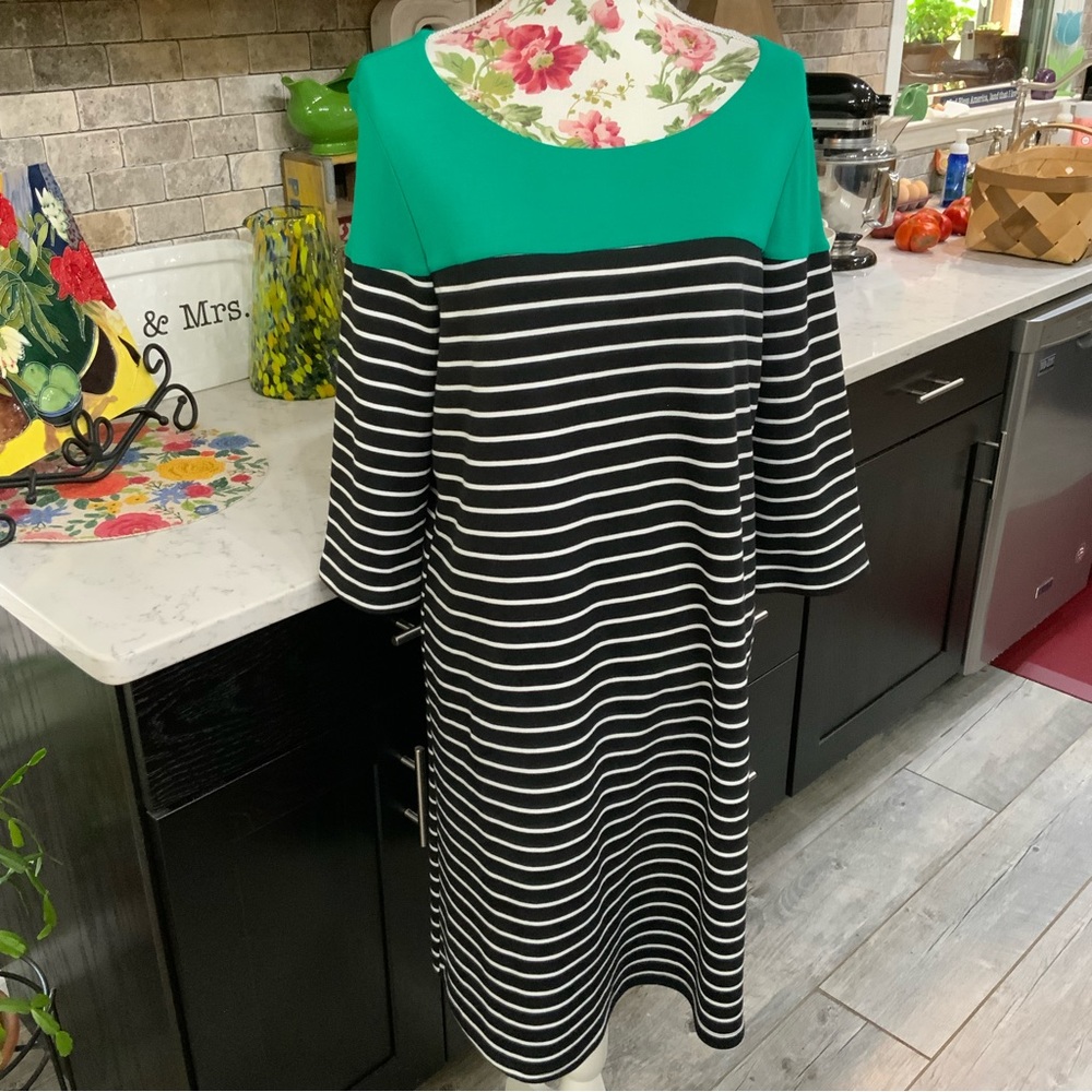 Stitch Fix Pomelo Rowson Striped Shift Dress Black Green Size XL New with Tags